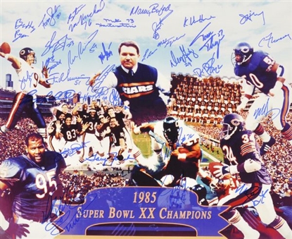 Chicago Bears 1985 Team Autographed 16x20 Photograph with 30 Signatures